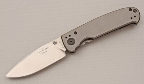 A.G. Russell Acies Titanium Frame Lock with Titanium Frame handle material - Obverse Side - Item #KLC14459