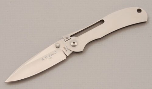 A.G. Russell K87 One Hand Knife with Stainless Steel Frame handle material - Obverse Side - Item #KLC14461