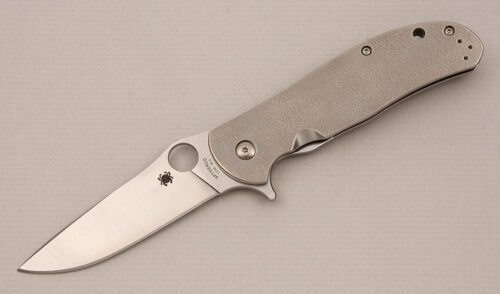 Spyderco Knives Advocate with Textured Titanium Frame handle material - Obverse Side - Item #KLC14463