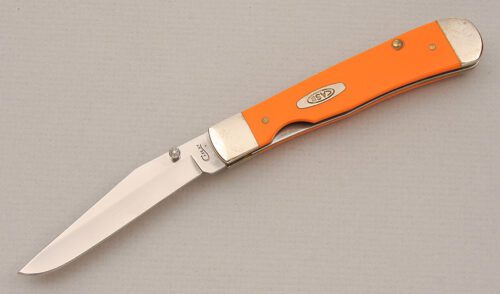 Case Cutlery Kickstart Trapperlock with Orange Synthetic Scales handle material - Obverse Side - Item #KLC14472