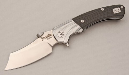 Krudo Knives Dao Folder with Carbon Fiber Scales handle material - Obverse Side - Item #KLC14474