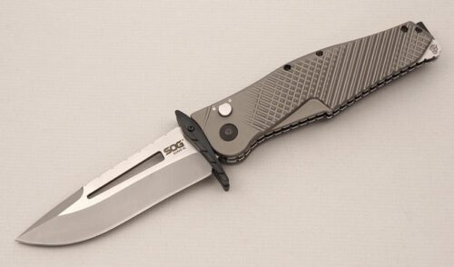 Sog Knives Quake XL with Anodized Aluminum Handle handle material - Obverse Side - Item #KLC14481