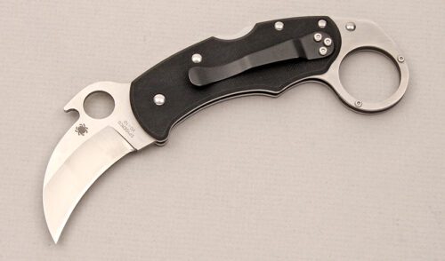 Spyderco Knives Kershawk with Black G10 Scales handle material - Obverse Side - Item #KLC14483