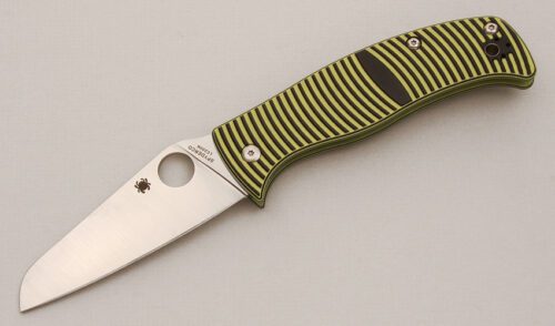 Spyderco Knives Caribbean Leaf with Black & Yellow G10 Handle handle material - Obverse Side - Item #KLC14484