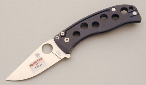 Spyderco Knives PITS Folder with Anodized Blue Titanium Handle handle material - Obverse Side - Item #KLC14486