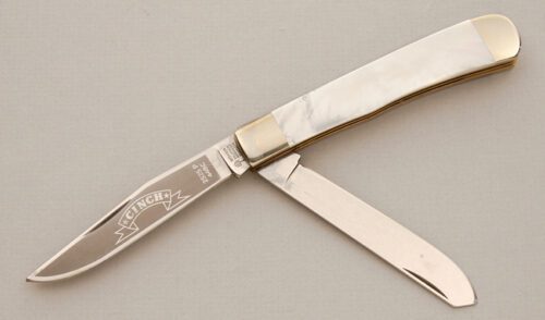 Boker for Cinch Model 2525 Trapper with Mother Of Pearl Scales handle material - Obverse Side - Item #KLC14492