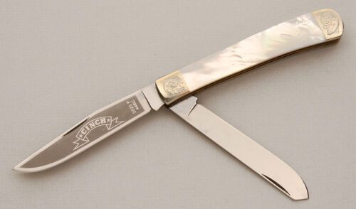 Boker for Cinch Model 2525 Trapper with Mother Of Pearl Scales handle material - Obverse Side - Item #KLC14493