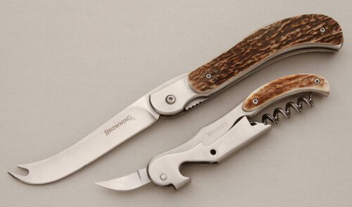 Browning Knives Cheese And Wine Set with Stag Scales handle material - Obverse Side - Item #KLC14494