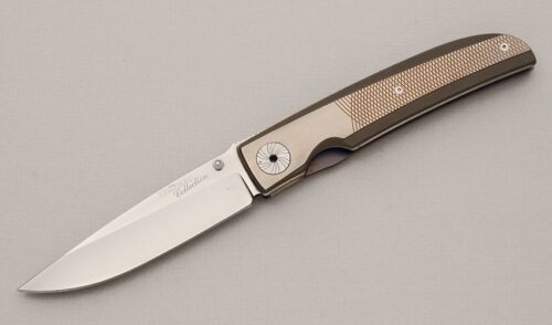 Klotzli Knives Walker 03-C Collection Series with Orange Anodized Titanium handle material - Obverse Side - Item #KLC14500