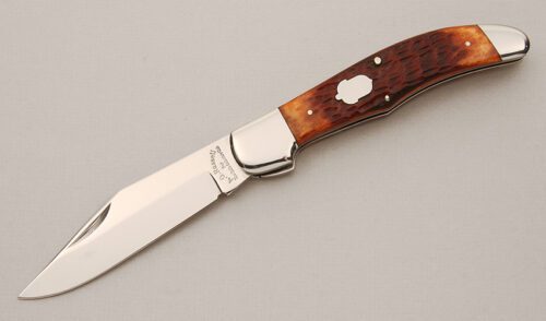 A.G. Russell FH-2 Folding Hunter with Brown Jigged Bone Scales handle material - Obverse Side - Item #KLC14506