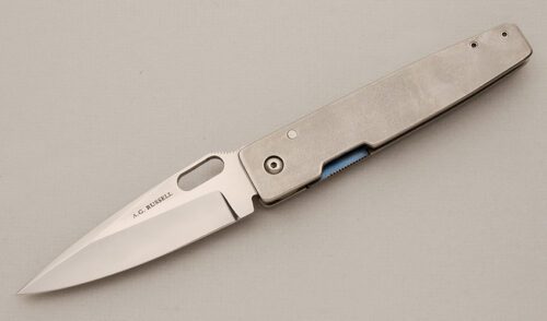 A.G. Russell AGR/Matthes Titan Liner-Lock with Titanium Frame handle material - Obverse Side - Item #KLC14507