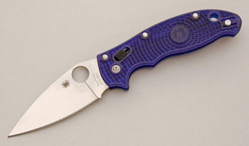 Spyderco Knives Manix 2 with Translucent Blue FRN Frame handle material - Obverse Side - Item #KLC14515