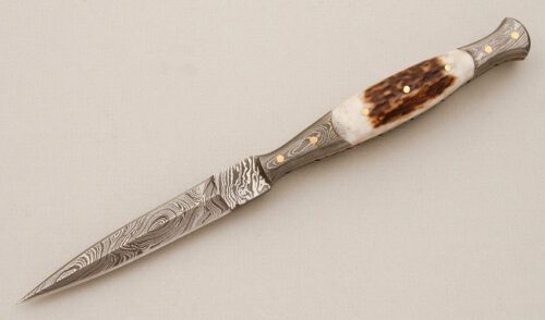 Unknown Maker Slim Dagger with Stag Scales handle material - Obverse Side - Item #KLC14530