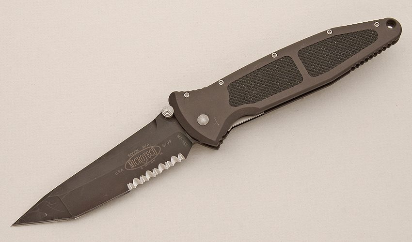 Microtech Knives SOCOM Liner Lock with Black Aluminum Frame handle material - Obverse Side - Item #KLC14553