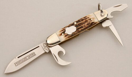 A.G. Russell Premium Scout with Stag Scales handle material - Obverse Side - Item #KLC14556