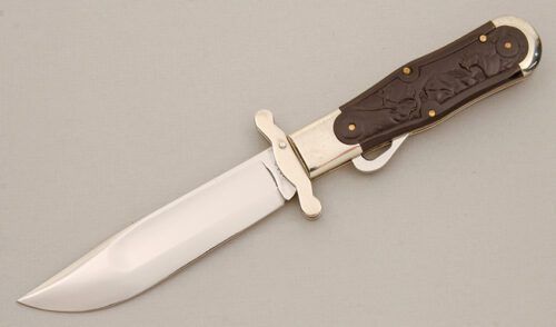 Marble's Knives Replica 1902 Safety Folder with Black Paper Micarta Scales handle material - Obverse Side - Item #KLC14570