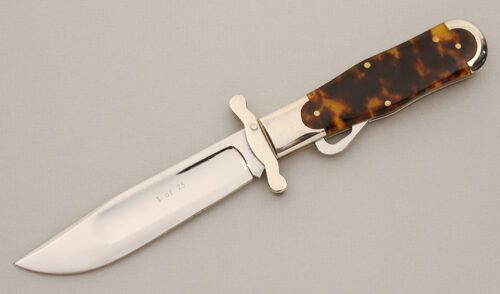 Marble's Knives Safety Knife with Faux Tortoise Scales handle material - Obverse Side - Item #KLC14571