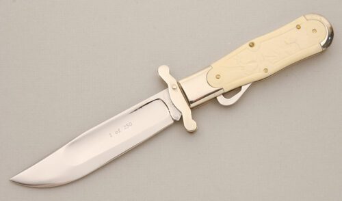 Marble's Knives 1902 Replica Safety Folder with White Paper Micarta Scales handle material - Obverse Side - Item #KLC14574