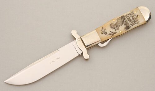 Marble's Knives Series I "Moose" Safety Folder with Smooth Natural Bone Scales handle material - Obverse Side - Item #KLC14576