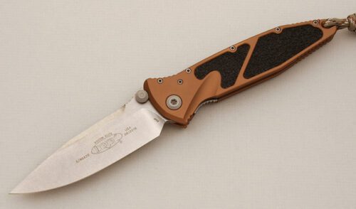 Microtech Knives SOCOM Elite with Bronze 6061-T6 Aluminum Frame handle material - Obverse Side - Item #KLC14593