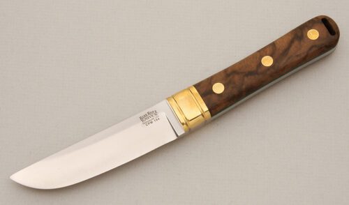 Bark River Knife & Tool Kitsune 1st Production Run with Ziricote Wood Scales handle material - Obverse Side - Item #KLC14601