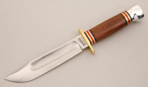 Marble's Knives Ideal 120th Anniversary with Brown Micarta Handle handle material - Obverse Side - Item #KLC14604