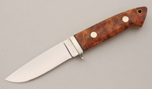 A.G. Russell Drop Point Hunter with Quince Burl Scales handle material - Obverse Side - Item #KLC14611