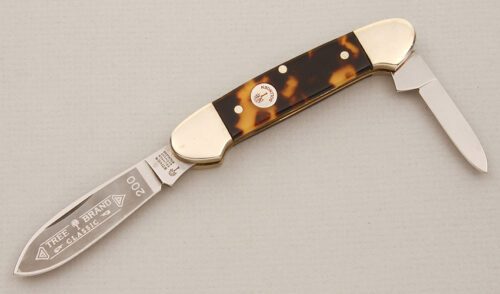 Boker Knives Tree Brand 200 Canoe with Faux Tortoise Scales handle material - Obverse Side - Item #KLC14612