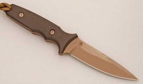 Spartan Blades Harsey Tactical Trout with Black Machined Linen Micarta handle material - Obverse Side - Item #KLC14619