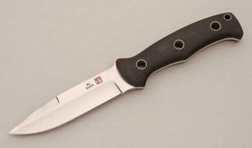 Al Mar Knives Mini S.E.R.E. Operator with Black Micarta Scales handle material - Obverse Side - Item #KLC14622