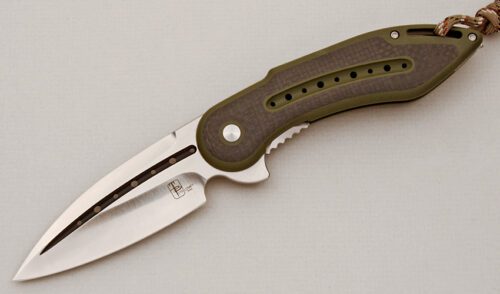 Todd Begg Knives Glimpse 7.0 Steelcraft Series with Green G10 Frame handle material - Obverse Side - Item #KLC14623