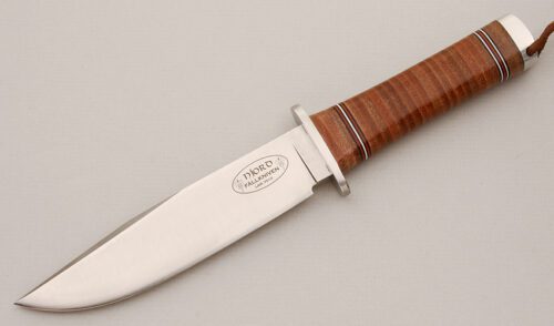 Fallkniven Knives NL3 Njord with Stacked Leather Handle handle material - Obverse Side - Item #KLC14630