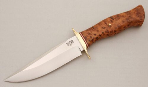 Bark River Knife & Tool Vest Pocket Bowie with Thuya Burl Wood Handle handle material - Obverse Side - Item #KLC14631