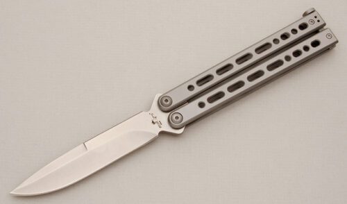 Bear & Son Cutlery 820 Balisong with Cerakote Stainless Handles handle material - Obverse Side - Item #KLC14656