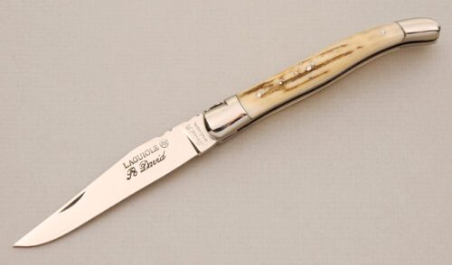 Laguiole Knives Robert David Slip Joint with Stag Scales handle material - Obverse Side - Item #KLC14659