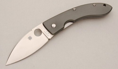 Spyderco Knives Bob Lum Chinese Sprint Run with Grey Anodized Aluminum Scales handle material - Obverse Side - Item #KLC14662