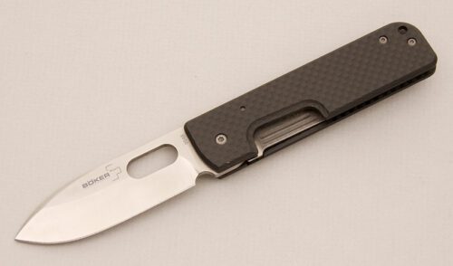 Boker Knives Panchenko Liner Lock with Carbon Fiber Frame handle material - Obverse Side - Item #KLC14665