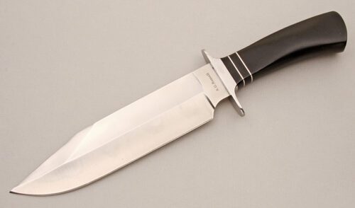 A.G. Russell 1862 Bowie with Black Micarta Handle handle material - Obverse Side - Item #KLC14666