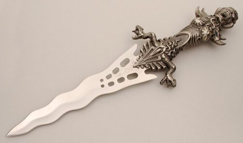 United Cutlery Kit Rae KR1 "Medusa" Dagger with Cast Plated Metallic Handle handle material - Obverse Side - Item #KLC14669