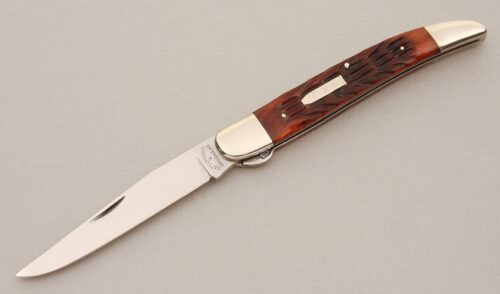 Cattaraugus Cutlery FH-1 Folding Hunter with Brown Jigged Bone Scales handle material - Obverse Side - Item #KLC14673