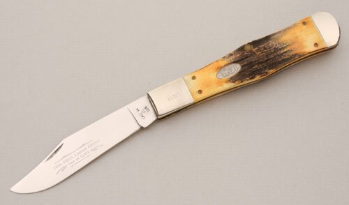 Case Cutlery 1989 ABCA Folding Hunter with Burnt Stag Scales handle material - Obverse Side - Item #KLC14675