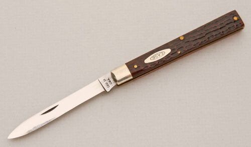 Case Cutlery 6185 Doctors Knife with Brown Jigged Bone Scales handle material - Obverse Side - Item #KLC14677