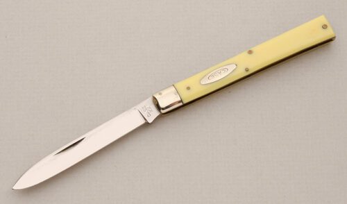 Case Cutlery 3185 Doctors Knife with Yellow Delrin Scales handle material - Obverse Side - Item #KLC14681