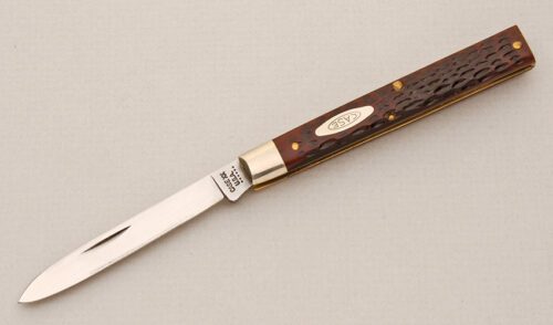 Case Cutlery 6185 Doctors Knife with Brown Jigged Bone Scales handle material - Obverse Side - Item #KLC14682