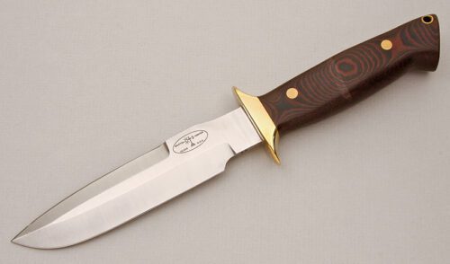 Martin Knives Marauder with Black & Red Micarta Scales handle material - Obverse Side - Item #KLC14684
