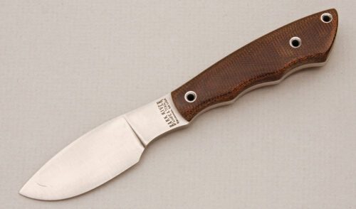 Bark River Knife & Tool Mikro Canadian 1st Production with Brown Canvas Micarta Scales handle material - Obverse Side - Item #KLC14688