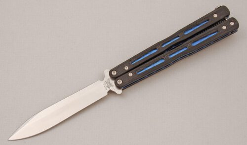 Benchmade Knives Model 51 Morpho Balisong with Black G10 Handles handle material - Obverse Side - Item #KLC14692