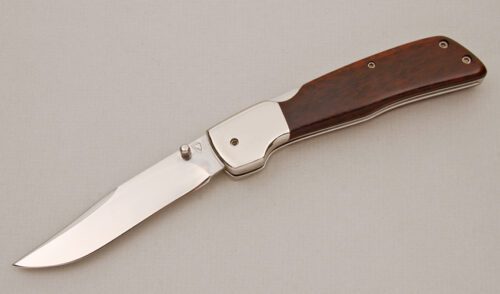 Norm Levine Lockback Folder with Exotic Wood Scales handle material - Obverse Side - Item #KLC14696