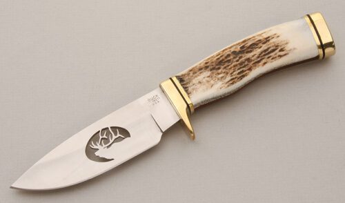 Buck Knives 192 Vanguard Custom with Elk Stag Scales handle material - Obverse Side - Item #KLC14712