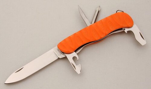 Victorinox Adventurer Custom with Orange G10 Scales handle material - Obverse Side - Item #KLC14721